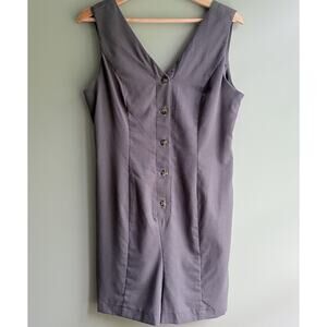 Nordstrom Hi Res S Sleeveless Romper V-neck Button Front Gray Y2K